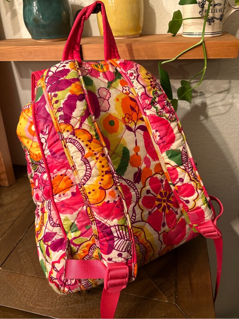 Vera Bradley Hot Pink and Multicolor Floral Quilted Backpack - Picture 5 of 5